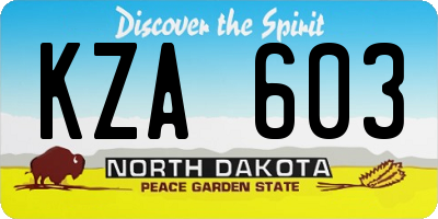 ND license plate KZA603