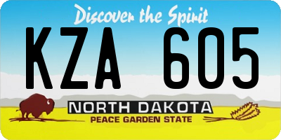 ND license plate KZA605
