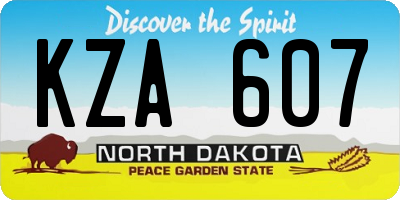 ND license plate KZA607