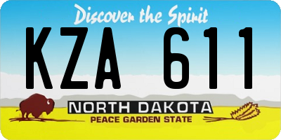 ND license plate KZA611