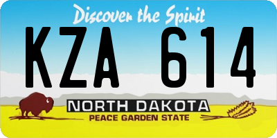 ND license plate KZA614