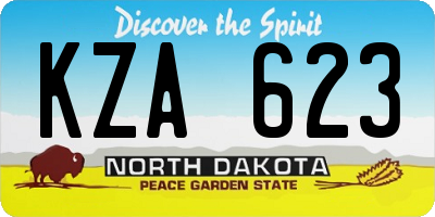 ND license plate KZA623