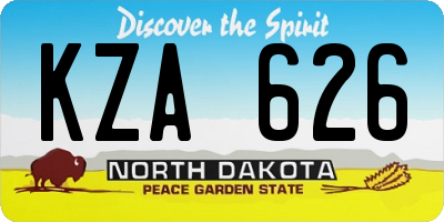 ND license plate KZA626