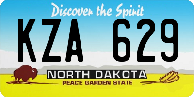 ND license plate KZA629