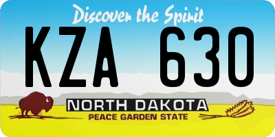 ND license plate KZA630