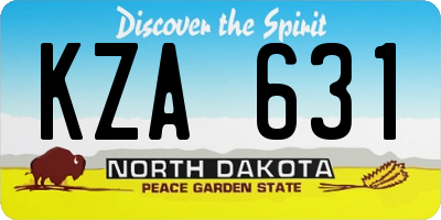 ND license plate KZA631