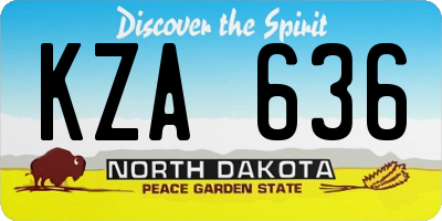 ND license plate KZA636