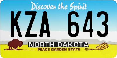 ND license plate KZA643