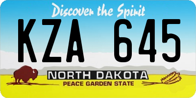 ND license plate KZA645