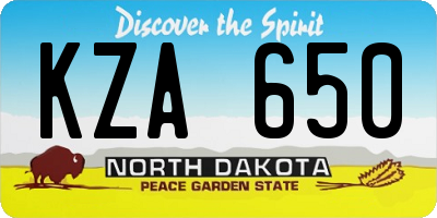 ND license plate KZA650
