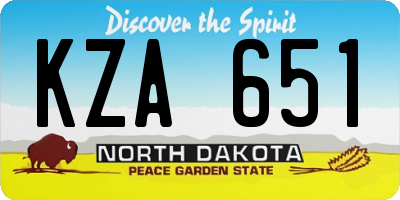 ND license plate KZA651