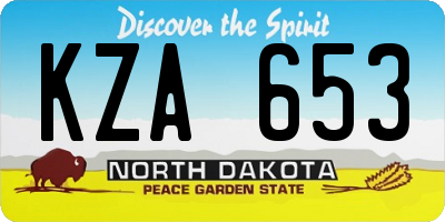 ND license plate KZA653