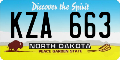 ND license plate KZA663