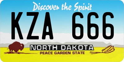 ND license plate KZA666