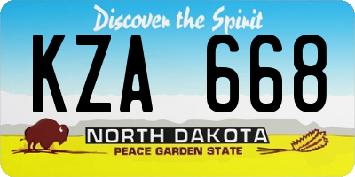 ND license plate KZA668
