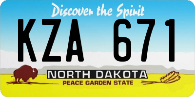 ND license plate KZA671