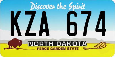 ND license plate KZA674