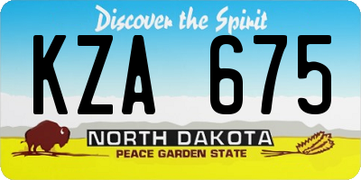 ND license plate KZA675