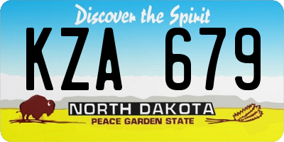 ND license plate KZA679