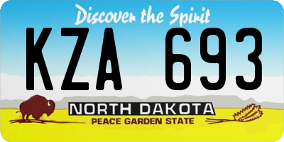 ND license plate KZA693