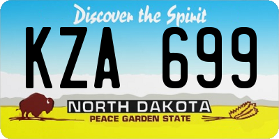 ND license plate KZA699