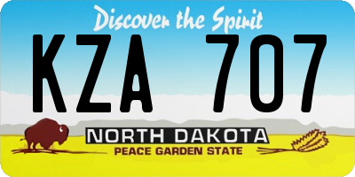 ND license plate KZA707