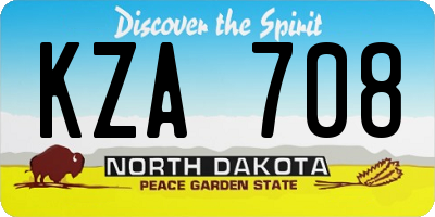 ND license plate KZA708