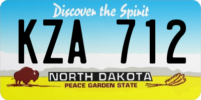 ND license plate KZA712