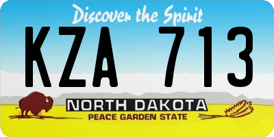 ND license plate KZA713
