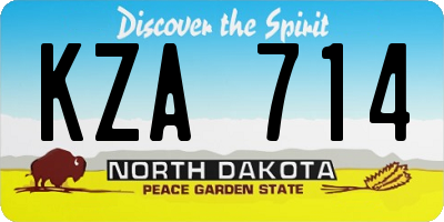 ND license plate KZA714
