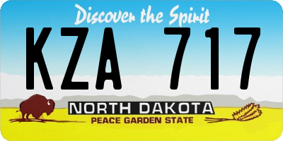 ND license plate KZA717