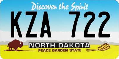 ND license plate KZA722