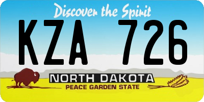 ND license plate KZA726