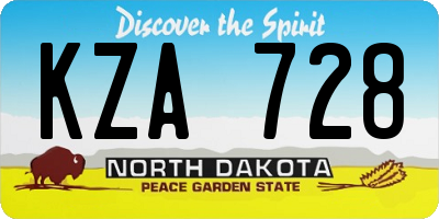 ND license plate KZA728