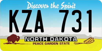 ND license plate KZA731