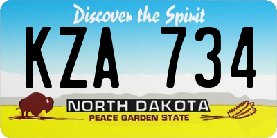 ND license plate KZA734