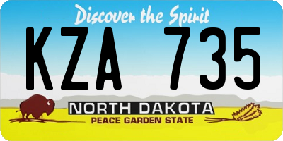 ND license plate KZA735