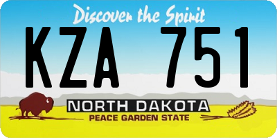 ND license plate KZA751