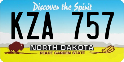 ND license plate KZA757