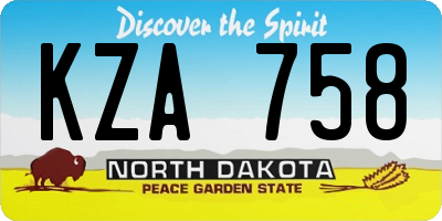 ND license plate KZA758