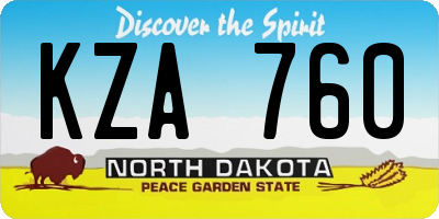 ND license plate KZA760