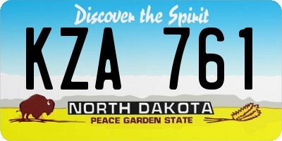 ND license plate KZA761