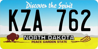 ND license plate KZA762