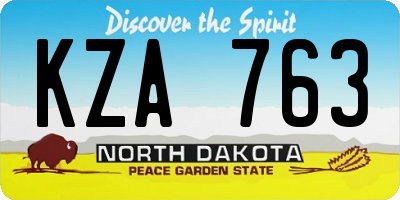 ND license plate KZA763