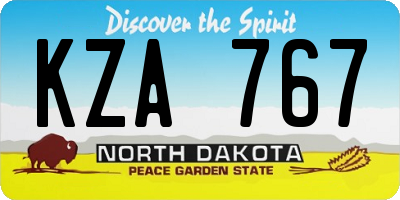 ND license plate KZA767
