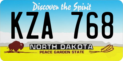 ND license plate KZA768