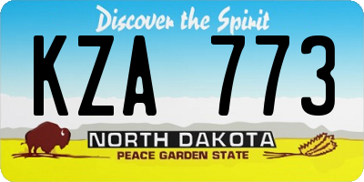 ND license plate KZA773