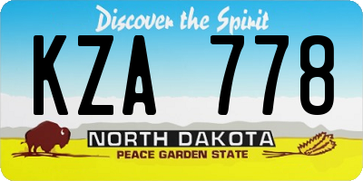ND license plate KZA778