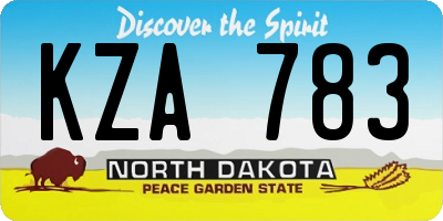 ND license plate KZA783
