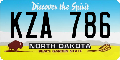 ND license plate KZA786